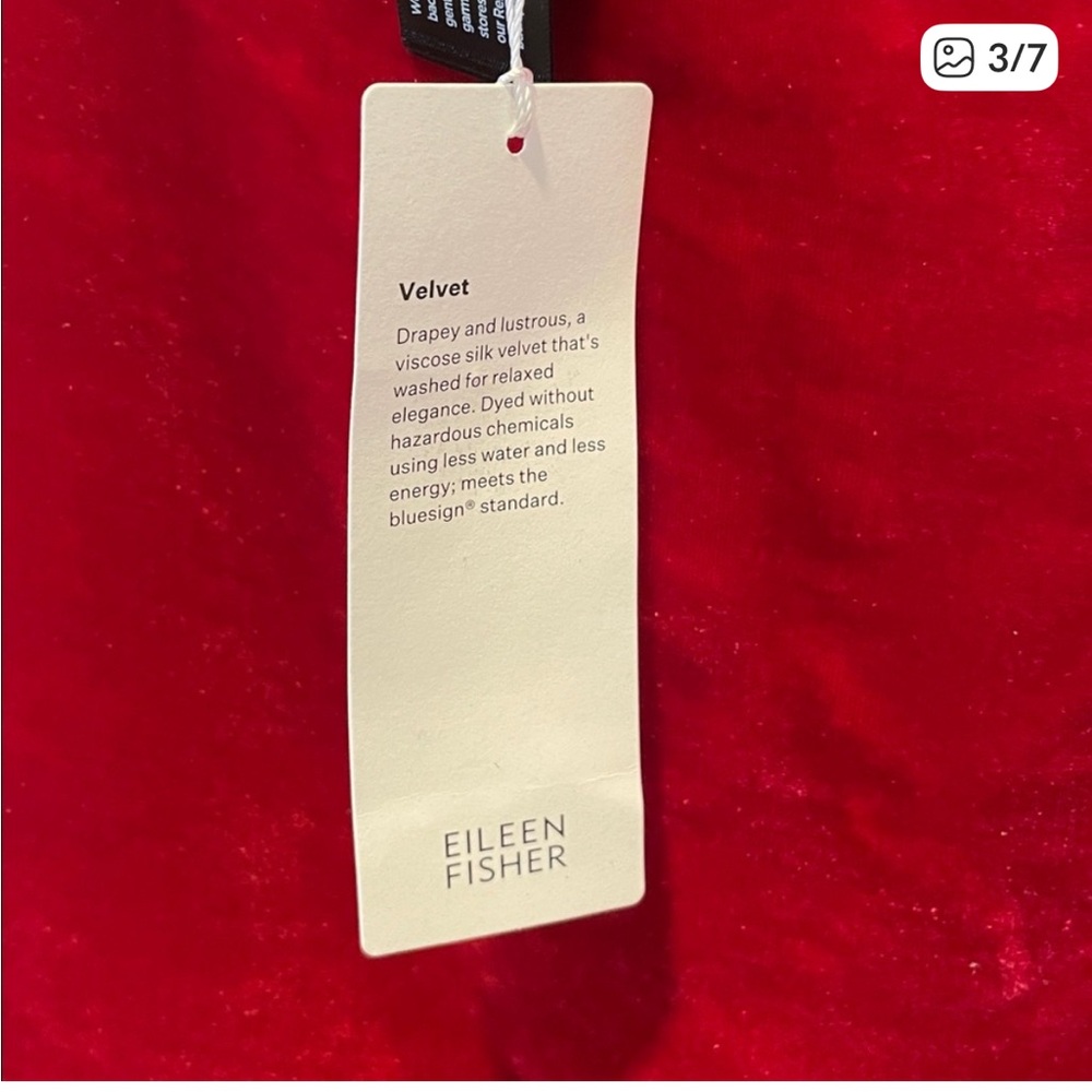 EILEEN FISHER Red Velvet Silk Poncho, NWT - Picture 3 of 7